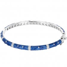 Lauren G. Adams Polka Dot Stackable Bangle ❤ Rhodium Plated with Blue Enamel ❤ Sztywna bransoletka