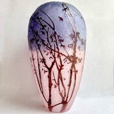 Antique French Cameo Art Glass Vase ❤ Cudo w kolorze ametystu