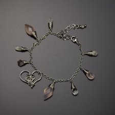 Magiczna różowa bransoletka z sercem, wire wrapping, stal chirurgiczna, regulowana, serce