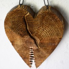 Serce z drewna - dekoracja, prezent