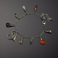 Magiczna kolorowa bransoletka z sercem, wire wrapping, stal chirurgiczna, regulowana, serce