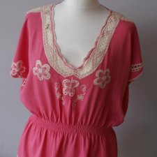 Różowa Bluzka Hippie Vintage 80s