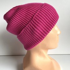 Beanie czapka z wełny merino VARELLA 100% Baby Merino 08 Fuksja