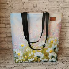 Mega shopper duża torebka na ramię kwiaty 2