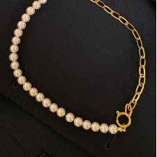 Naszyjnik łączony- łańcuch i perły