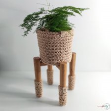 Stojak na doniczkę drewno plus bawełna 12cm