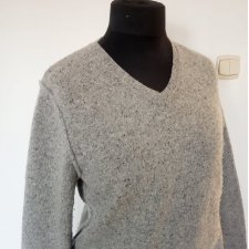 Sweter szary melanż wełna XL