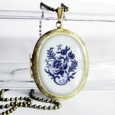 blue folk :: Piękny naszyjnik medalion duży sekretnik otwierany unikatowy