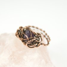 Ametyst regulowany pierścionek z miedzi