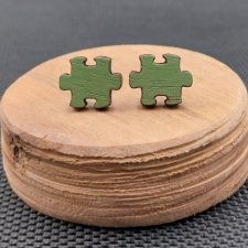 Kolczyki drewniane PUZZLE ZIELONE