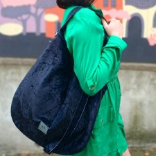 Duża torba worek welurowa Black