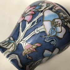 Sygnowany ręcznie malowany skarb - Hand painted wazon unikatowy