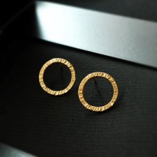 Kolczyki sztyfty minimalistyczne koła złocone - 15 mm
