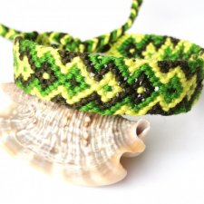 Ziemowit - ręcznie pleciona bransoletka przyjaźni, bawełna, aztecka bransoletka etniczna, unisex, zielona
