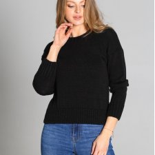 Gładki sweter o prostym kroju - SWE258 czarny MKM