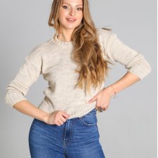 Gładki sweter o prostym kroju - SWE258 beż MKM