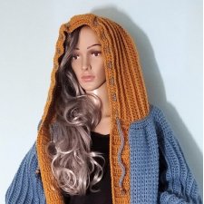 Kardigan niebiesko-miodowy