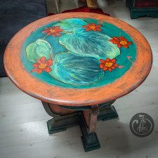 Stół okrągły  Art Vintage ręcznie malowany