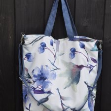 Torba hobo XXL - print akwarelowe kwiaty