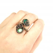 Kolorowy regulowany pierścionek z miedzi