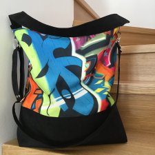 Torba hobo XXL - print graffiti