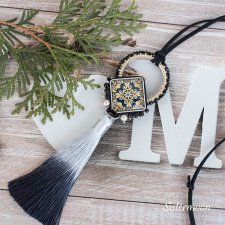 Długi naszyjnik boho Black Mandala