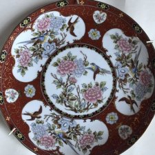 Made in Japan oryginalnie zdobiony dekoracyjny symboliczny talerz porcelanowy imari