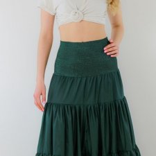 Spódnica maxi długa boho butelkowa zieleń M/L - LONA