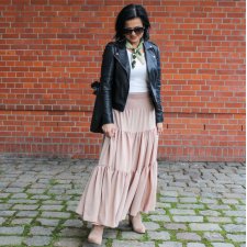 Spódnica maxi długa boho jasny beż M/L - LONA