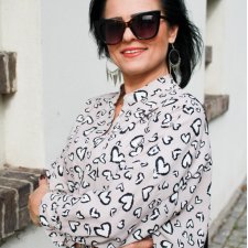 Koszula klasyczna beżowa w serca oversize LONA
