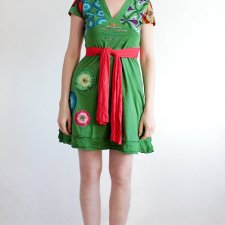 Sukienka desigual vintage zielona printy