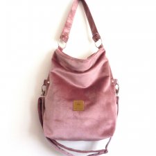Torba worek welurowa Baby Pink
