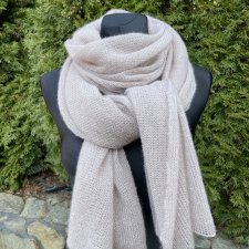Delikatny i zwiewny szal moher z merynosem Jasny Róż Pudrowy 60 x 210 cm - od ręki