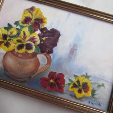 ORYGINAŁ M. REYNOLDS -obrazek olejny W DREWNIANEJ RAMIE - GOTOWY DO ZAWIESZENIA