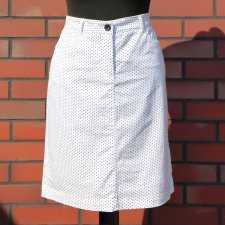 Biała dżinsowa spódnica w kropki Montego