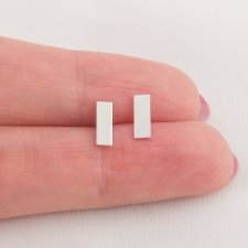 Kolczyki prostokąt geometryczne srebrne małe sztyfty