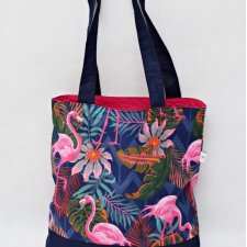 Torba na zakupy shopperka ekologiczna torba zakupowa na ramię bawełniana torba flamingi