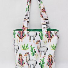 Torba na zakupy shopperka ekologiczna torba zakupowa na ramię bawełniana torba lama alpaka kaktusy