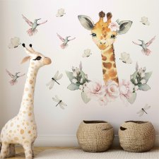 Żyrafa Wśród Kwiatów - Naklejki Na Ścianę Dla Dzieci