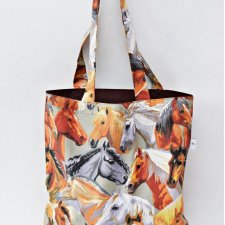 Torba na zakupy shopperka ekologiczna torba zakupowa na ramię bawełniana torba konie