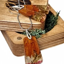 Komplet biżuterii z drewna makore i wrzosów