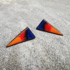 Ceramiczne kolczyki trójkąty kolorowe