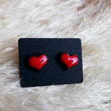 DAMSKIE CZERWONE KOLCZYKI SERCA SZTYFTY ANTYALERGICZNE - DAMSKA BIŻUTERIA YES prezent love CZERWONE SERDUSZKA WKRĘTKI - GAIA-ceramika
