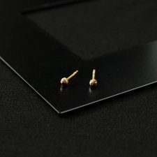 Fakturowane kolczyki kuleczki srebro złocone - 3 mm