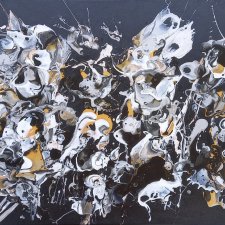 Abstrakcja obraz malowany 120x80 black & white Silver & Gold