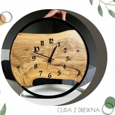 Nowoczesny zegar w metalowej obręczy z drewnianą deską 50cm + cyfry!