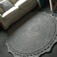 Ręcznie robiony Dywan okrągły ze sznurka bawełnianego ŚLIMAK Z KORONKĄ 120 cm (różne kolory)