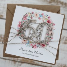 Rustykalna kartka na 60 urodziny dla kobiety