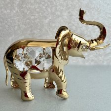 Austrian Crystal 24 K Gold Plated ❀ڿڰۣ❀ MASCOT INC. U.S.A.❀ڿڰۣ❀ Elegancka figurka szczęśliwego słonia