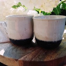 UNIKALNY KOMPLET CZAREK CERAMICZNYCH DO ESPRESSO dwa woreczki jutowe w zestawie ŚWIĄTECZNY ZESTAW PREZENTOWY DLA DWOJGA ceramika GAIA